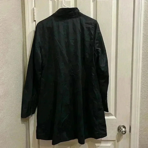 EUC Eileen Fisher Funnel Neck Long Asymmetrical Coat Jacket Fleece Lined Sz L - Picture 5 of 12